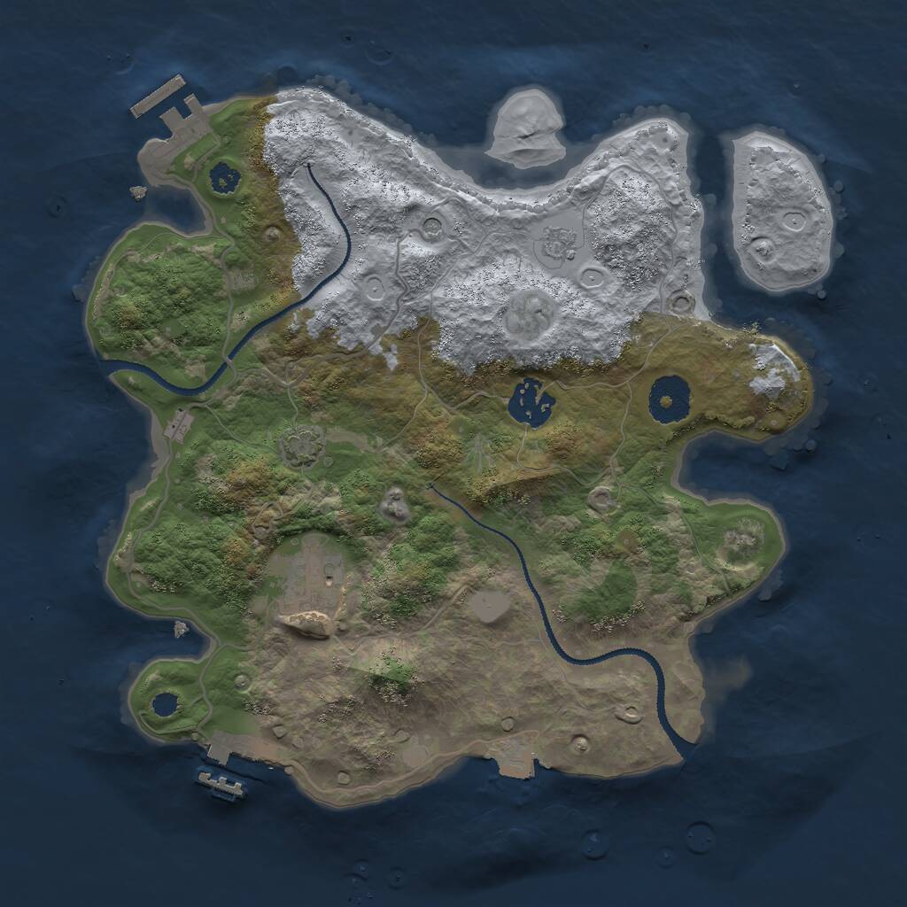 Rust Map: Procedural Map, Size: 3000, Seed: 27635862, 8 Monuments