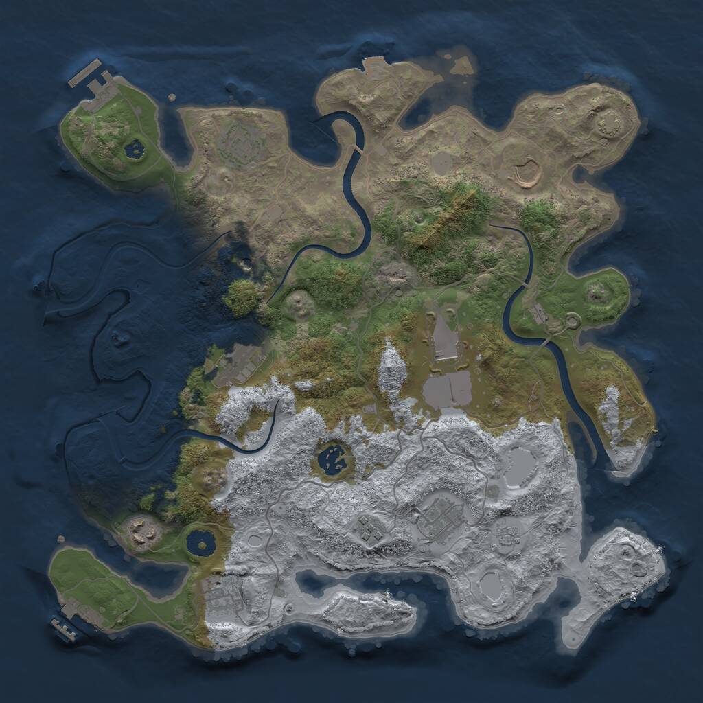 Rust Map: Procedural Map, Size: 3700, Seed: 36057696, 15 Monuments
