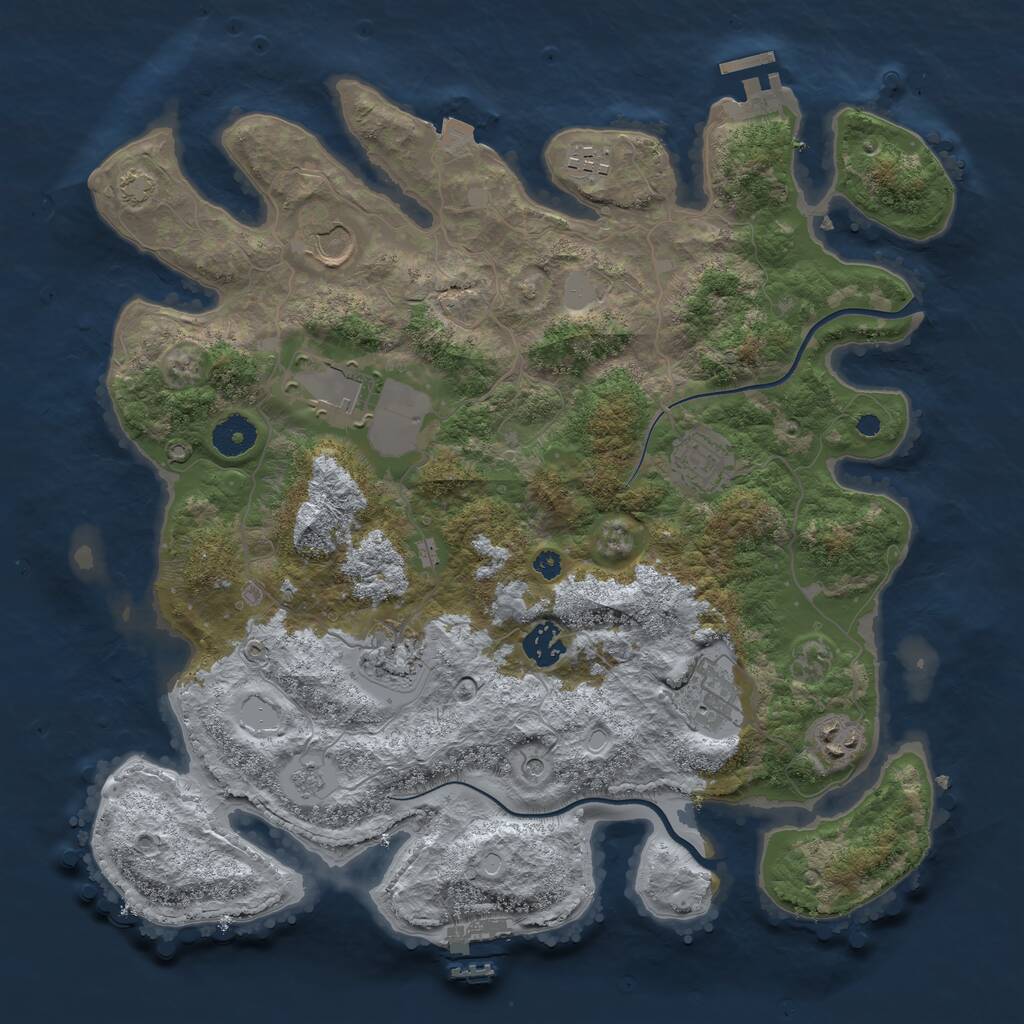 Rust Map: Procedural Map, Size: 3700, Seed: 2071236380, 14 Monuments