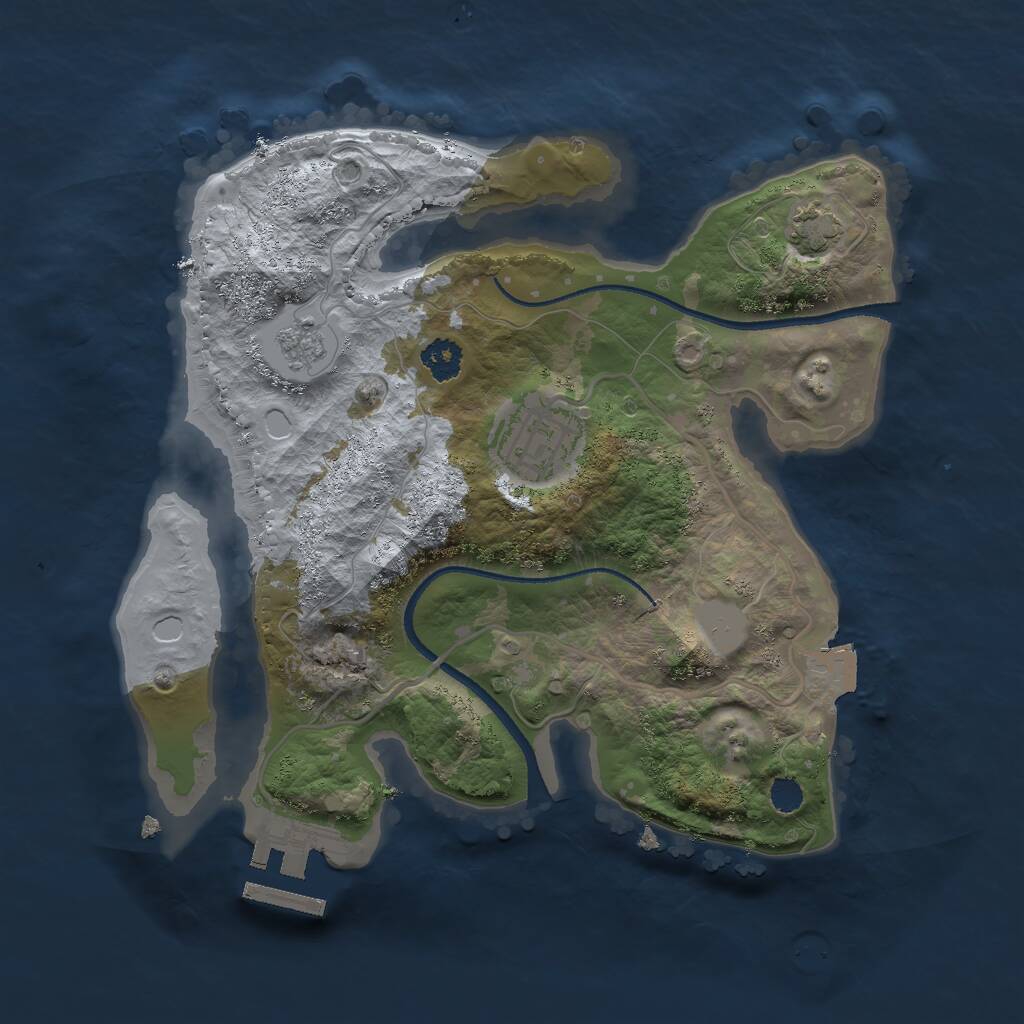 Rust Map: Procedural Map, Size: 2500, Seed: 59652, 5 Monuments