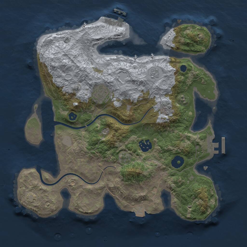 Rust Map: Procedural Map, Size: 3000, Seed: 184739773, 9 Monuments