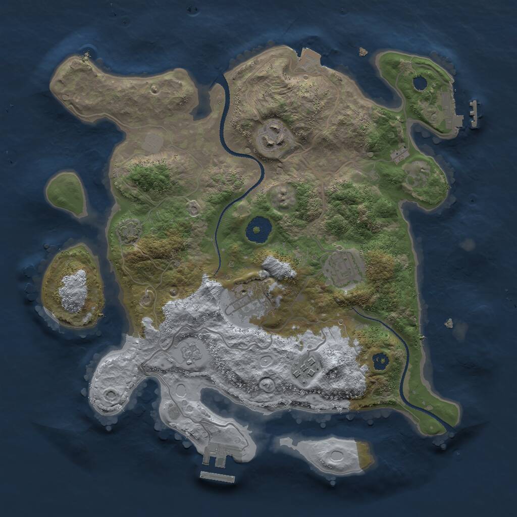 Rust Map: Procedural Map, Size: 3000, Seed: 24734, 9 Monuments