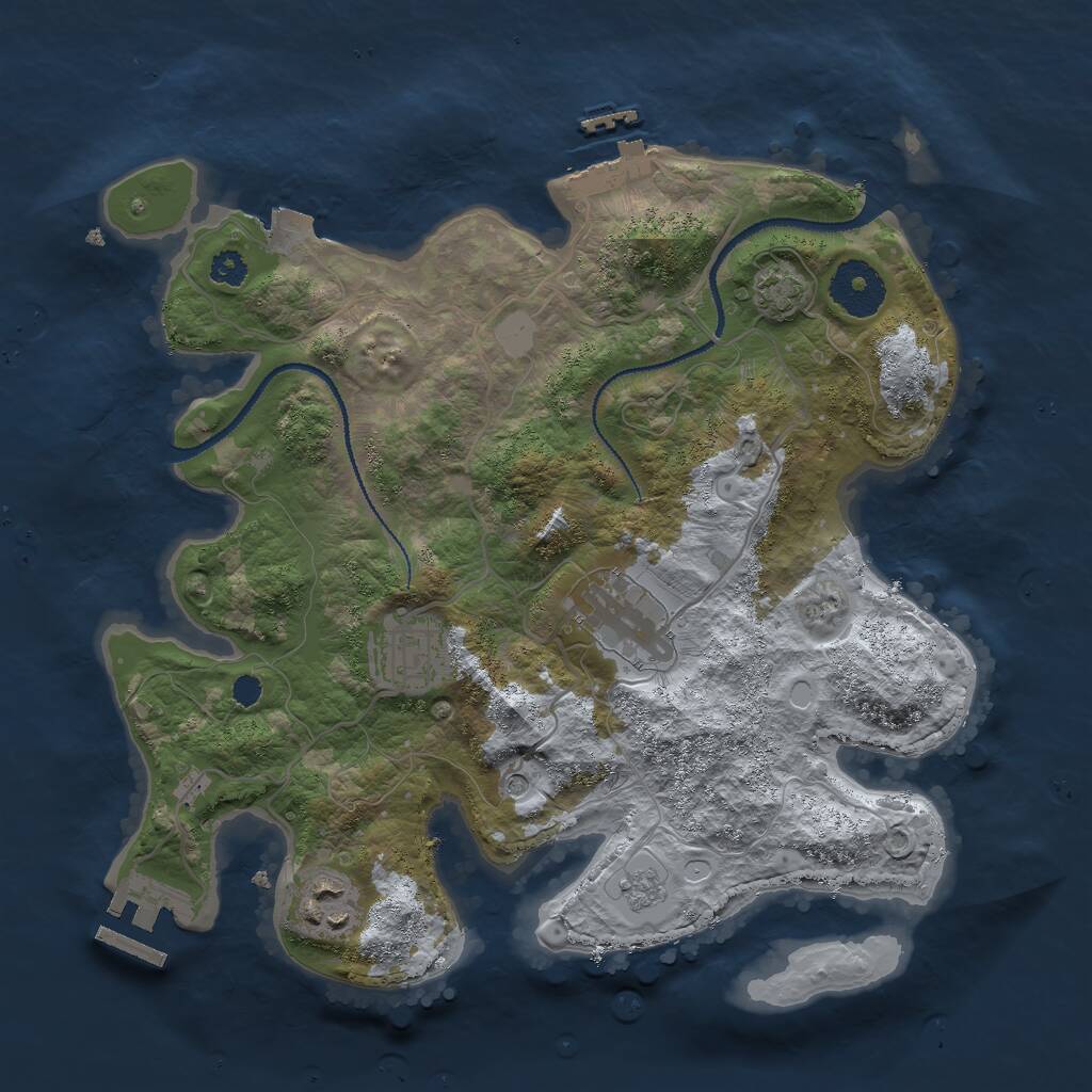 Rust Map: Procedural Map, Size: 3000, Seed: 34598086, 9 Monuments