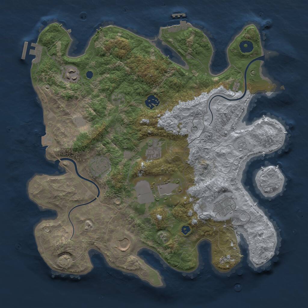 Rust Map: Procedural Map, Size: 3500, Seed: 846144291, 13 Monuments