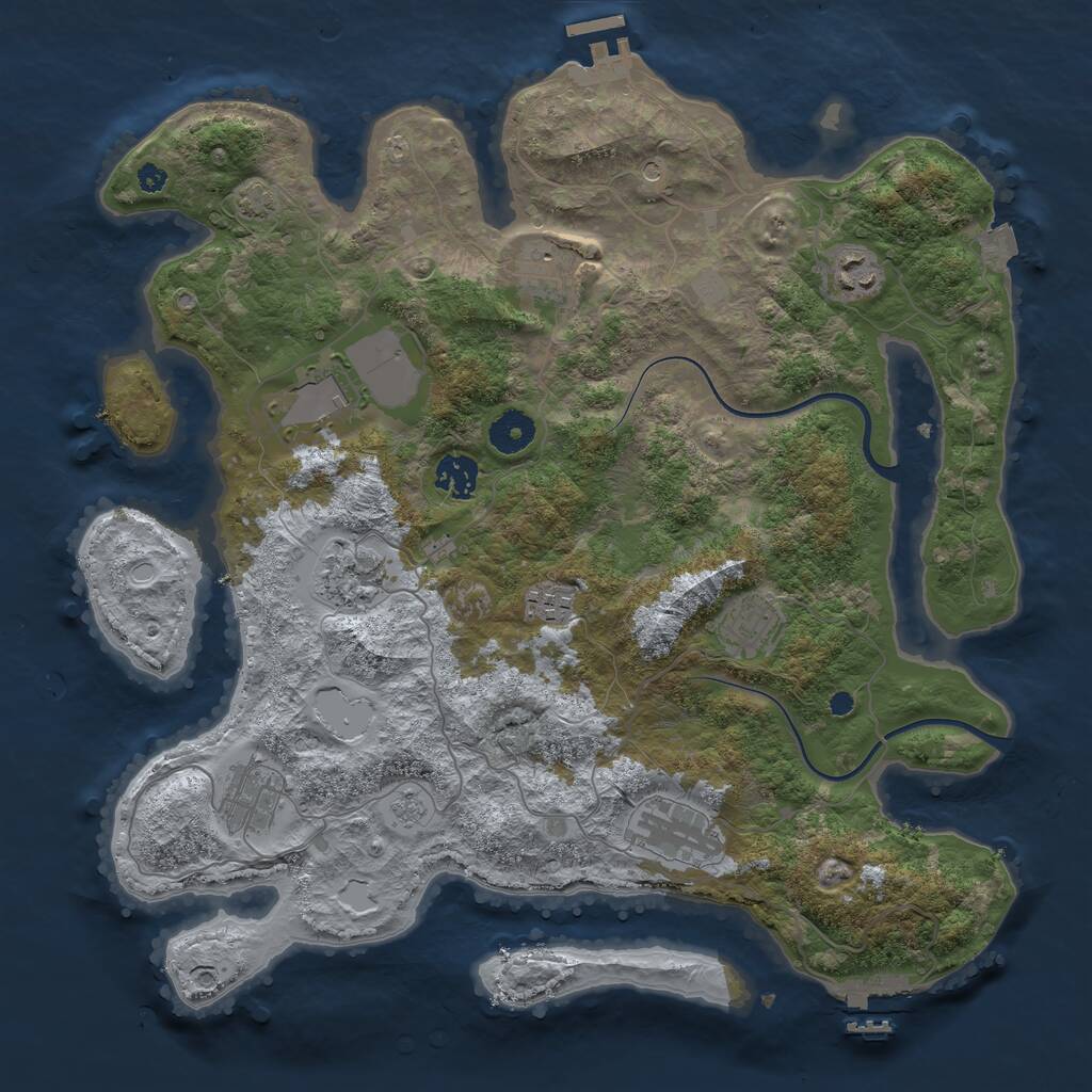 Rust Map: Procedural Map, Size: 3750, Seed: 196461298, 15 Monuments