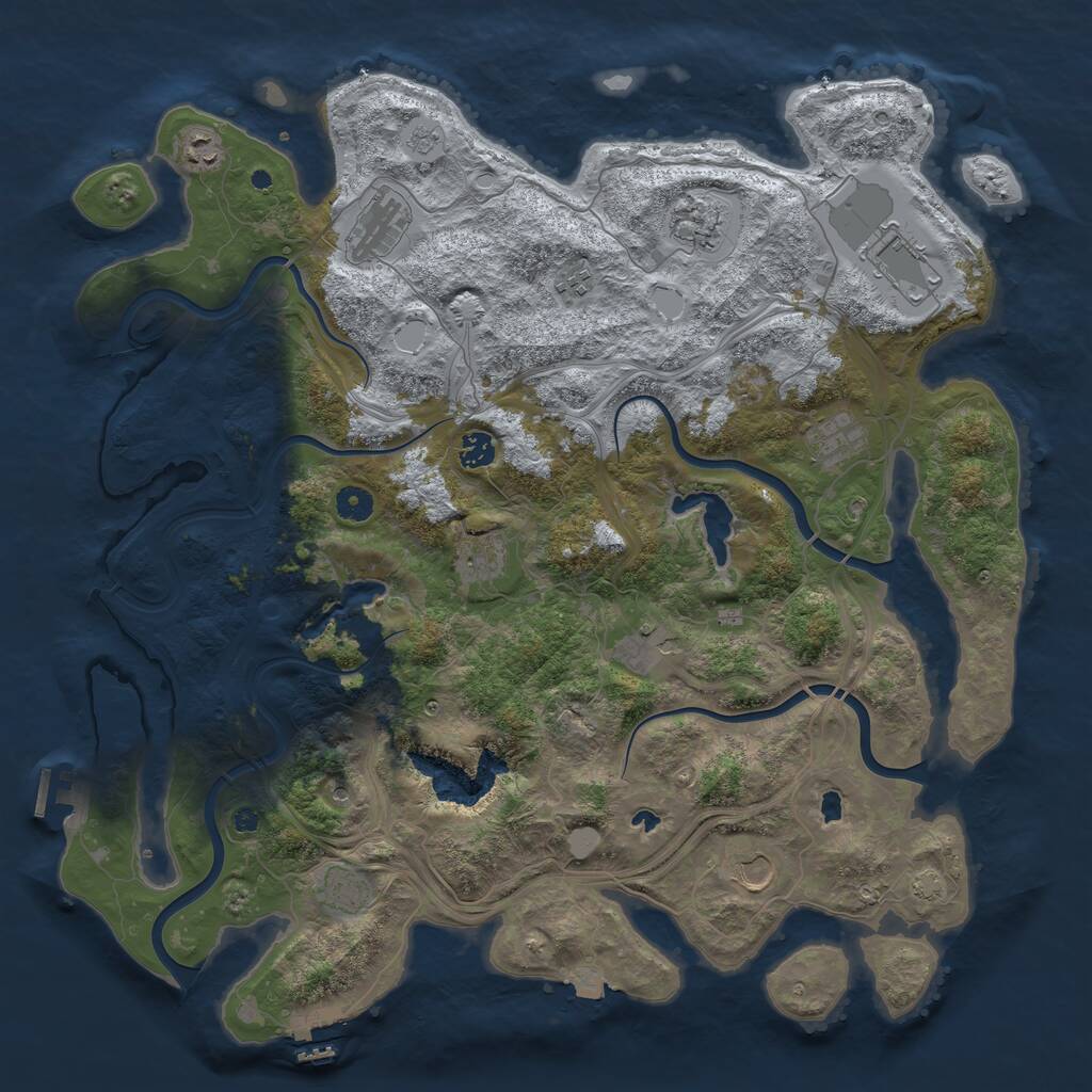 Rust Map: Procedural Map, Size: 4500, Seed: 1168728502, 17 Monuments