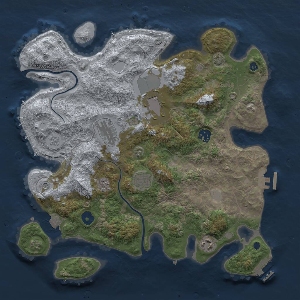 Rust Map: Procedural Map, Size: 3500, Seed: 1415277084, 12 Monuments