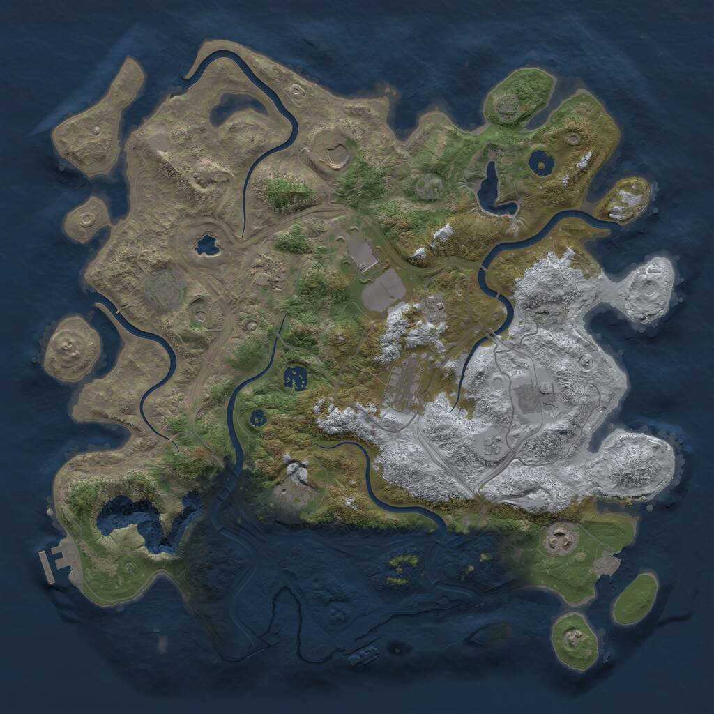 Rust Map: Procedural Map, Size: 4250, Seed: 303339701, 16 Monuments