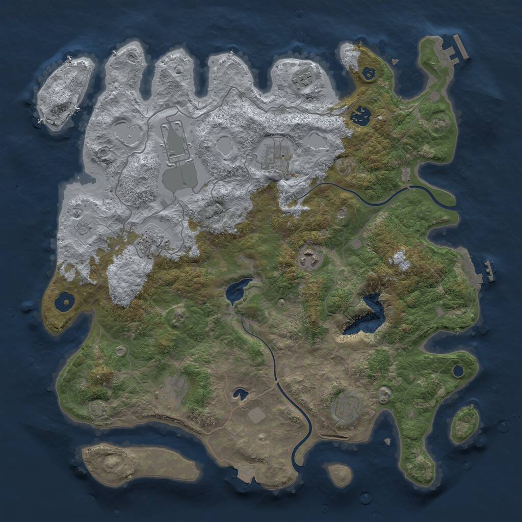 Rust Map: Procedural Map, Size: 4000, Seed: 123291610, 14 Monuments