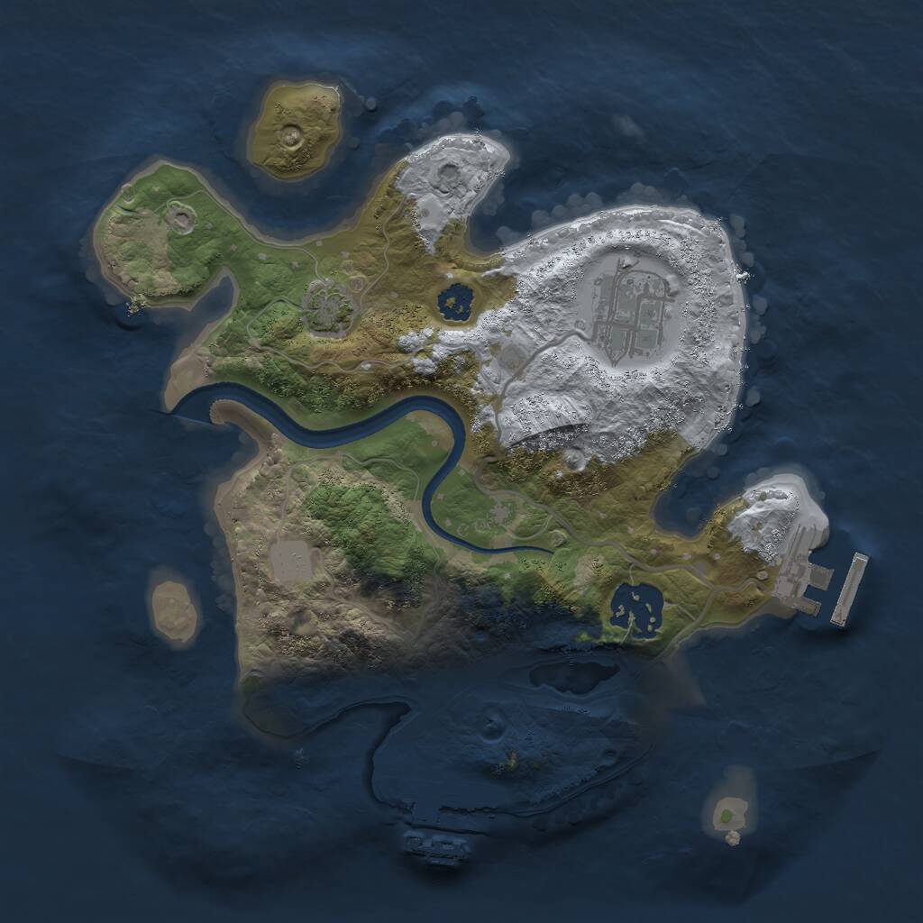 Rust Map: Procedural Map, Size: 2500, Seed: 1648097319, 6 Monuments