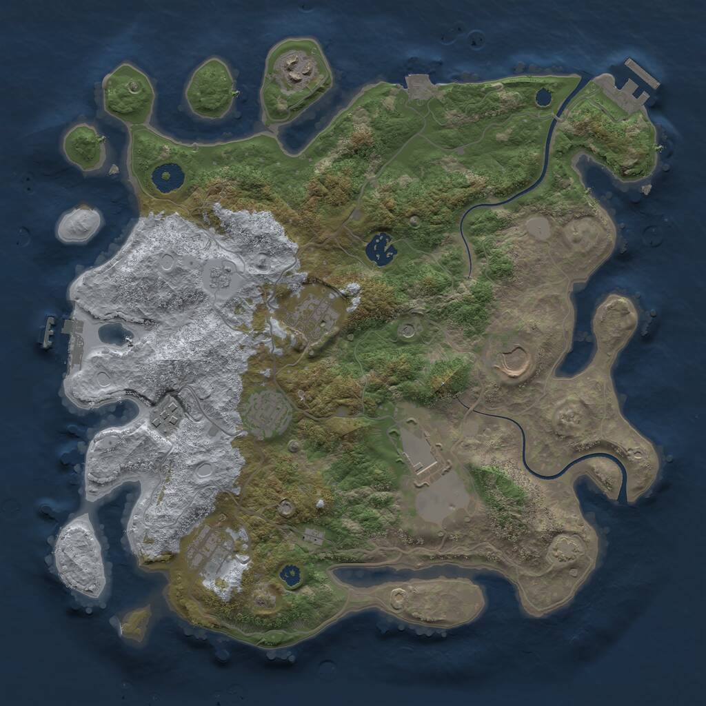 Rust Map: Procedural Map, Size: 3500, Seed: 2145233851, 14 Monuments