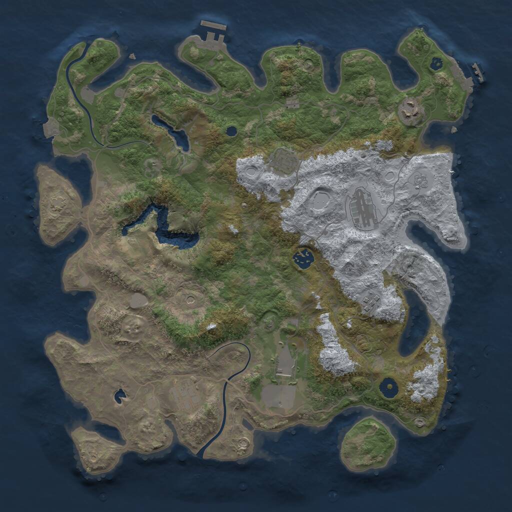 Rust Map: Procedural Map, Size: 4000, Seed: 1282309242, 13 Monuments