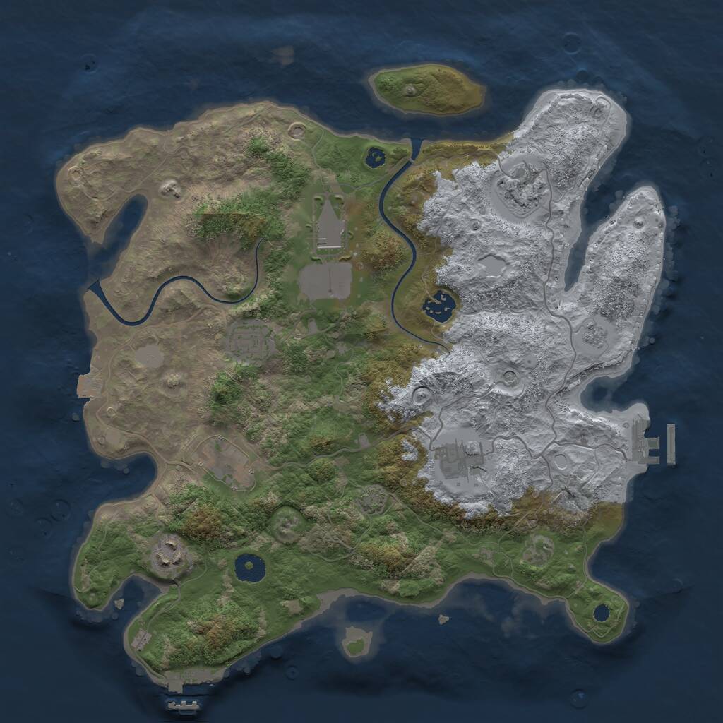 Rust Map: Procedural Map, Size: 3600, Seed: 990320, 13 Monuments