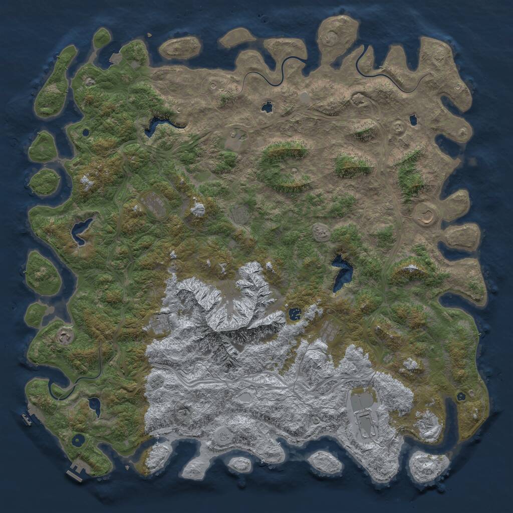 Rust Map: Procedural Map, Size: 6000, Seed: 810133110, 17 Monuments