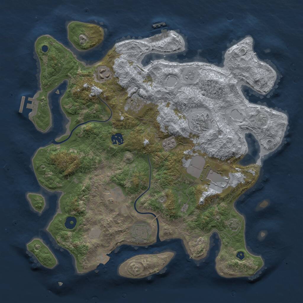 Rust Map: Procedural Map, Size: 3700, Seed: 998129, 14 Monuments