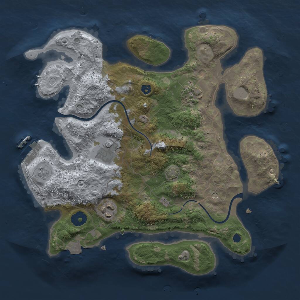 Rust Map: Procedural Map, Size: 3000, Seed: 172889701, 8 Monuments