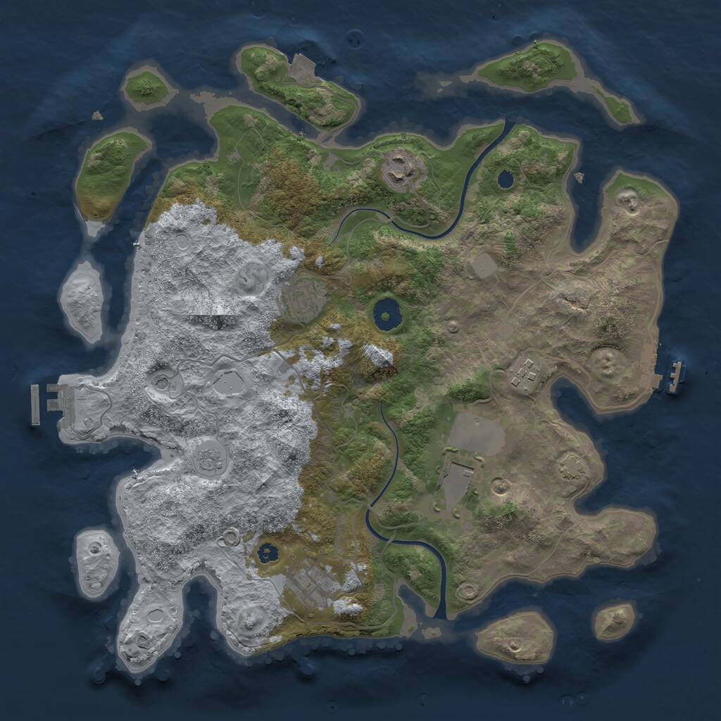 Rust Map: Procedural Map, Size: 3550, Seed: 17777, 11 Monuments