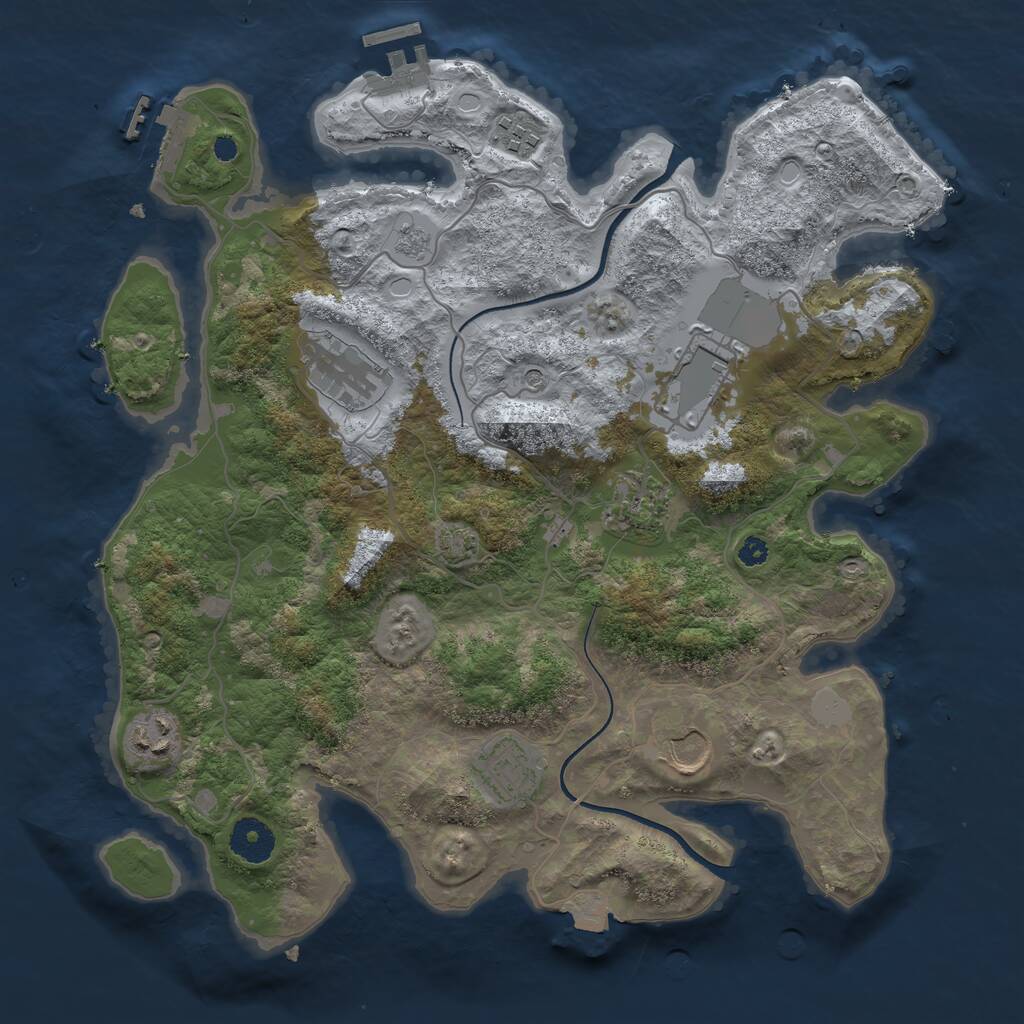 Rust Map: Procedural Map, Size: 3500, Seed: 231618148, 13 Monuments