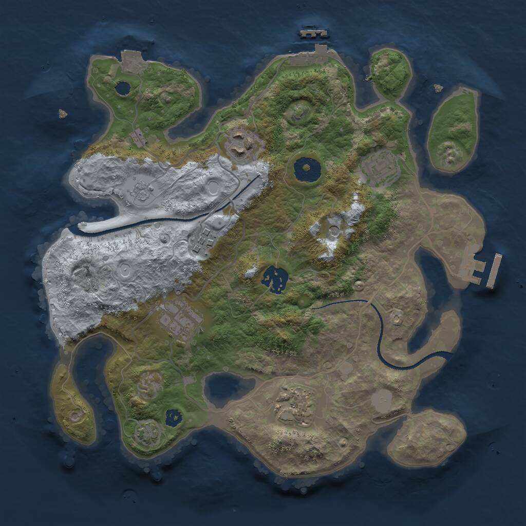 Rust Map: Procedural Map, Size: 3000, Seed: 1195380968, 12 Monuments