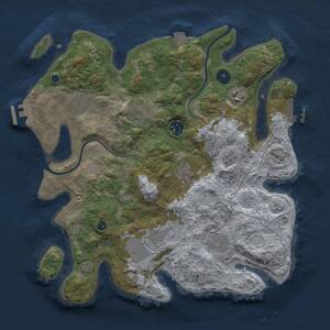 Thumbnail Rust Map: Procedural Map, Size: 3500, Seed: 1136093547, 14 Monuments