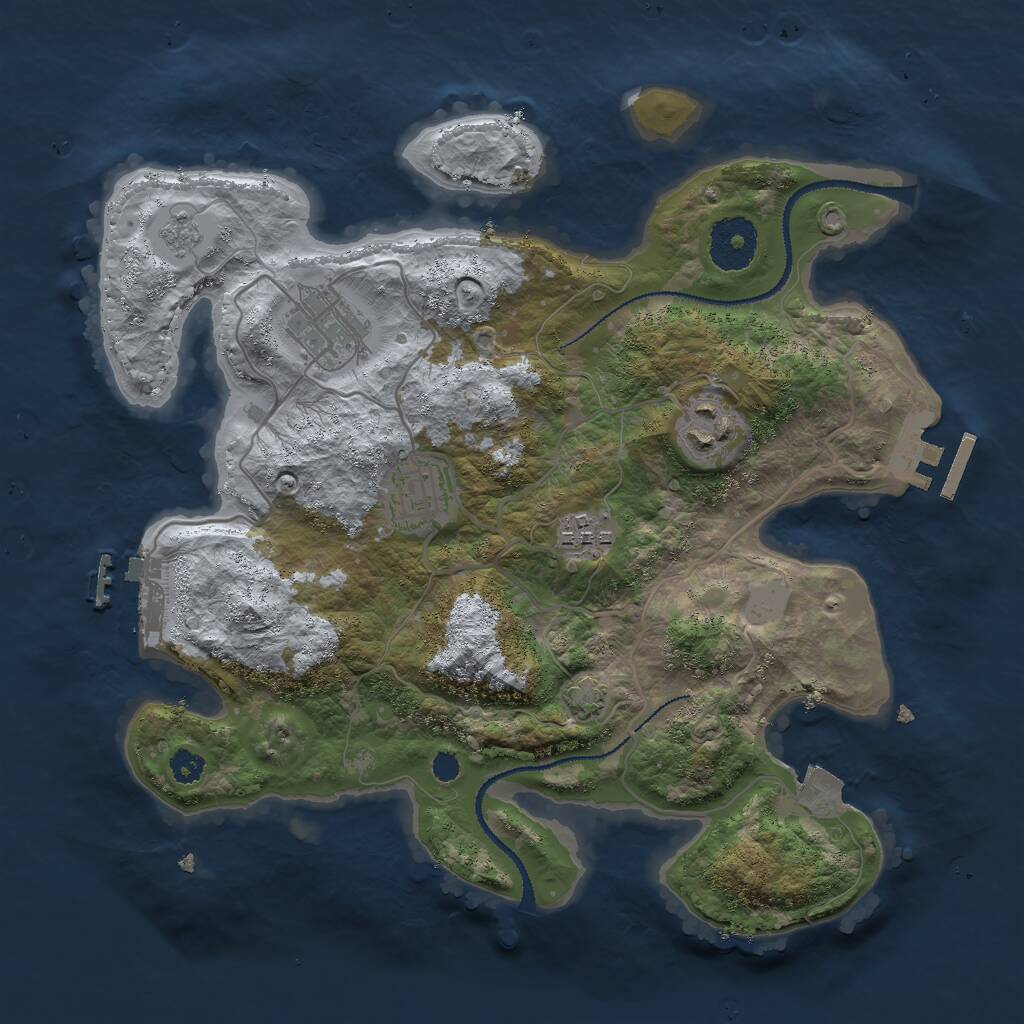 Rust Map: Procedural Map, Size: 3000, Seed: 15223, 9 Monuments