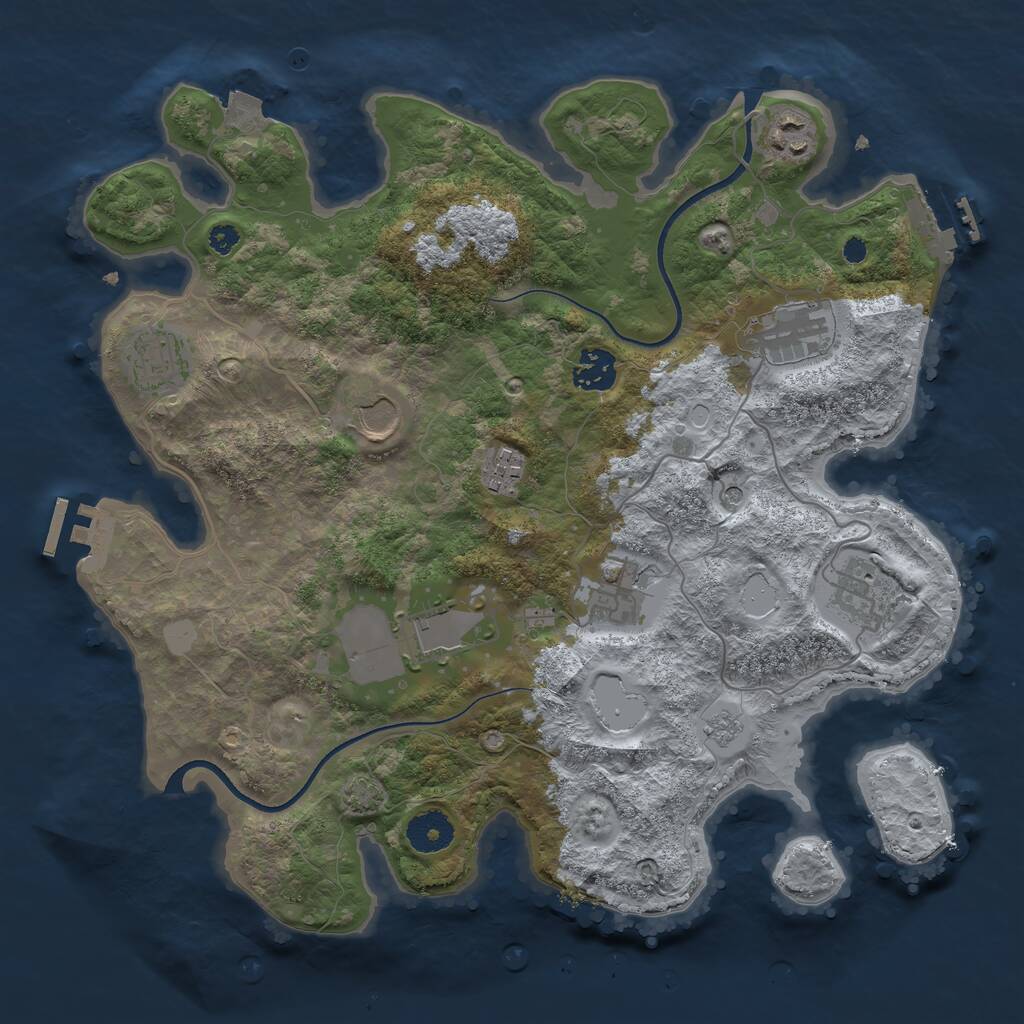 Rust Map: Procedural Map, Size: 3500, Seed: 624767142, 15 Monuments