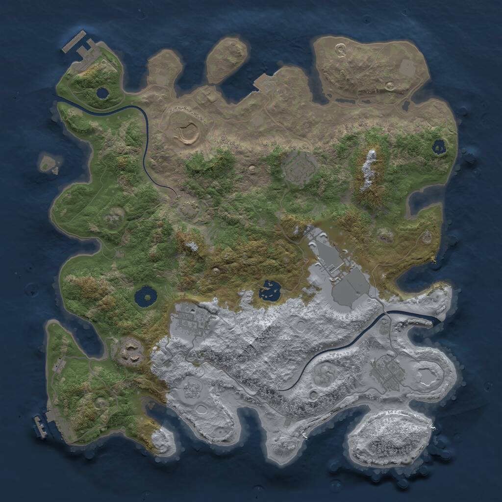 Rust Map: Procedural Map, Size: 3500, Seed: 1780058832, 12 Monuments