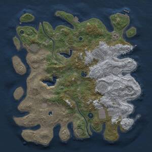 Thumbnail Rust Map: Procedural Map, Size: 4000, Seed: 1438112265, 11 Monuments