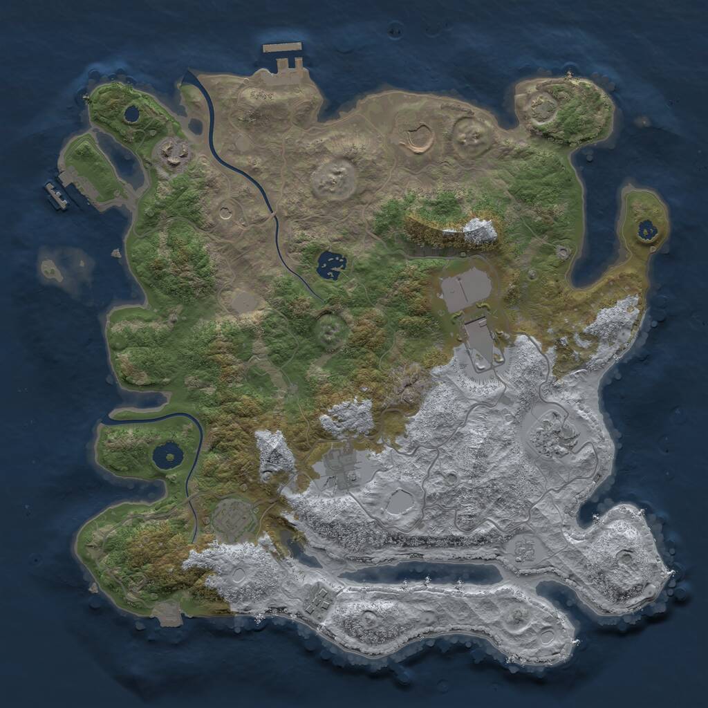 Rust Map: Procedural Map, Size: 3700, Seed: 2917650, 14 Monuments