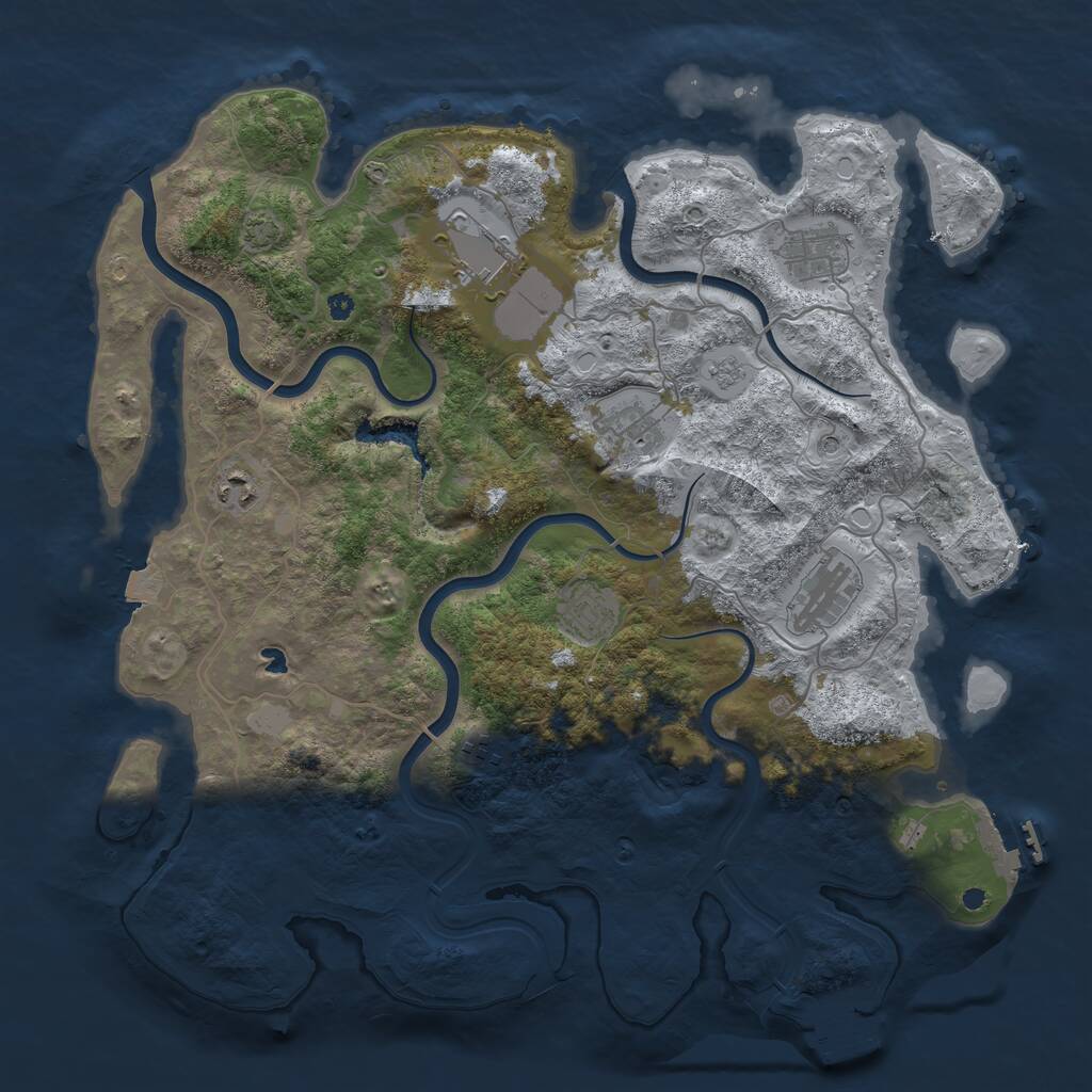 Rust Map: Procedural Map, Size: 4000, Seed: 998047438, 13 Monuments