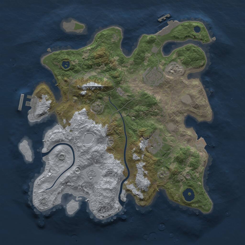 Rust Map: Procedural Map, Size: 3000, Seed: 2472004, 8 Monuments