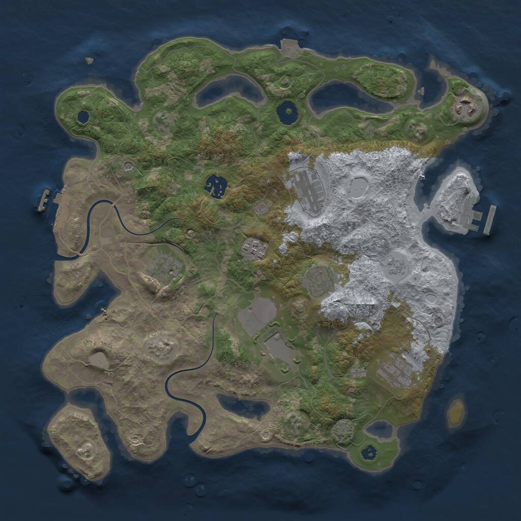 Rust Map: Procedural Map, Size: 3500, Seed: 1796544580, 14 Monuments