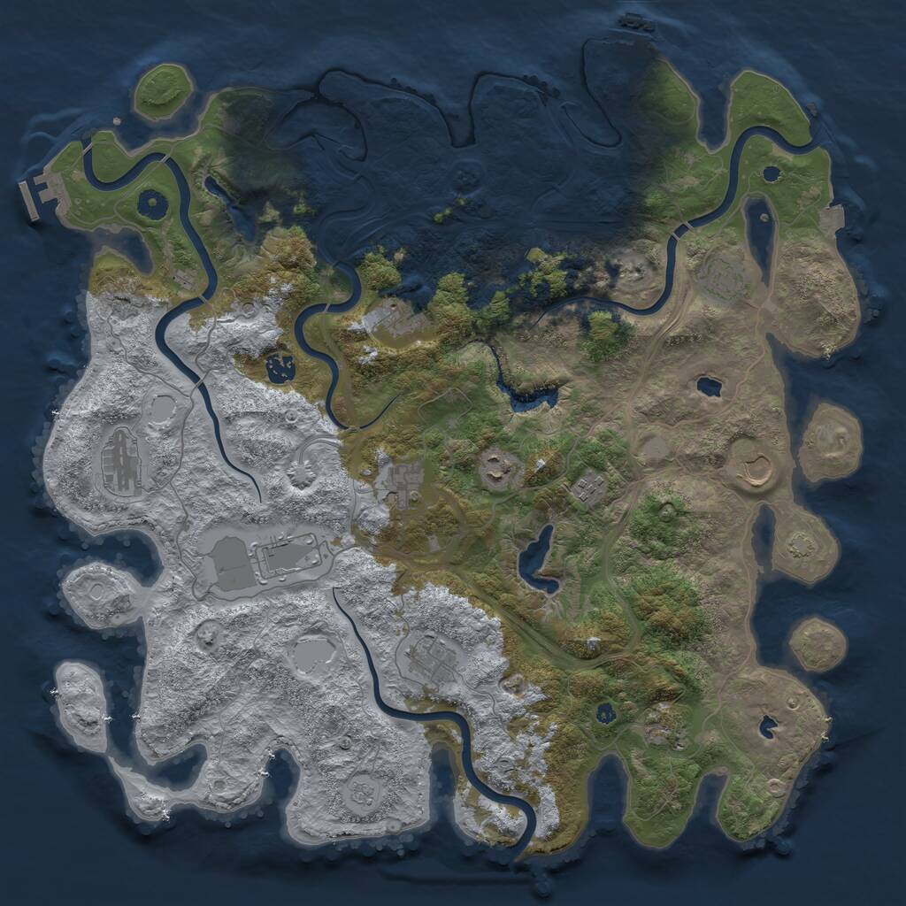 Rust Map: Procedural Map, Size: 4500, Seed: 402566977, 17 Monuments