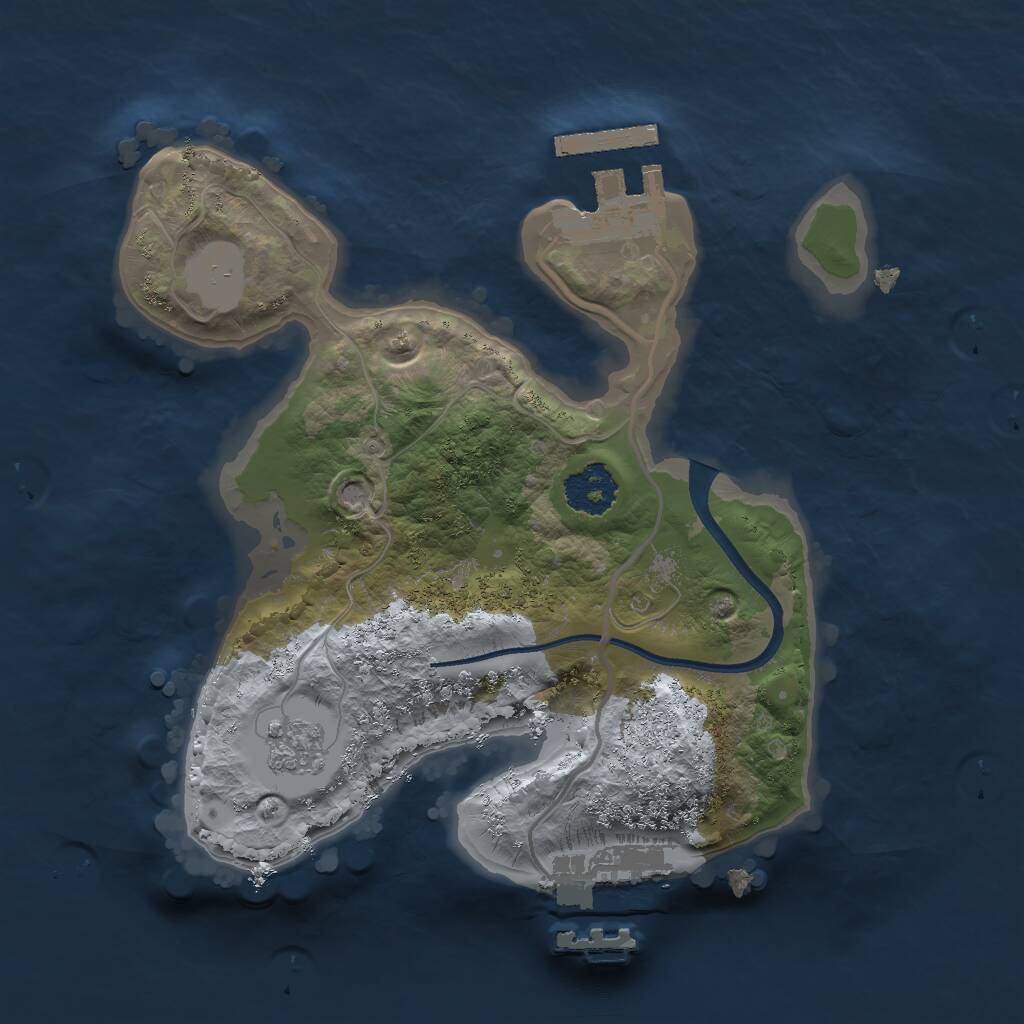 Rust Map: Procedural Map, Size: 2000, Seed: 2115811540, 4 Monuments