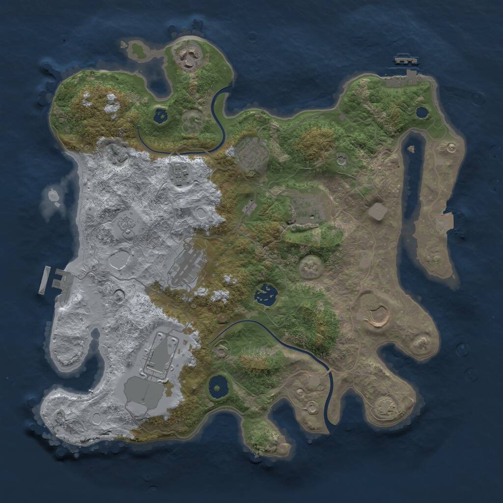 Rust Map: Procedural Map, Size: 3500, Seed: 2304478, 14 Monuments