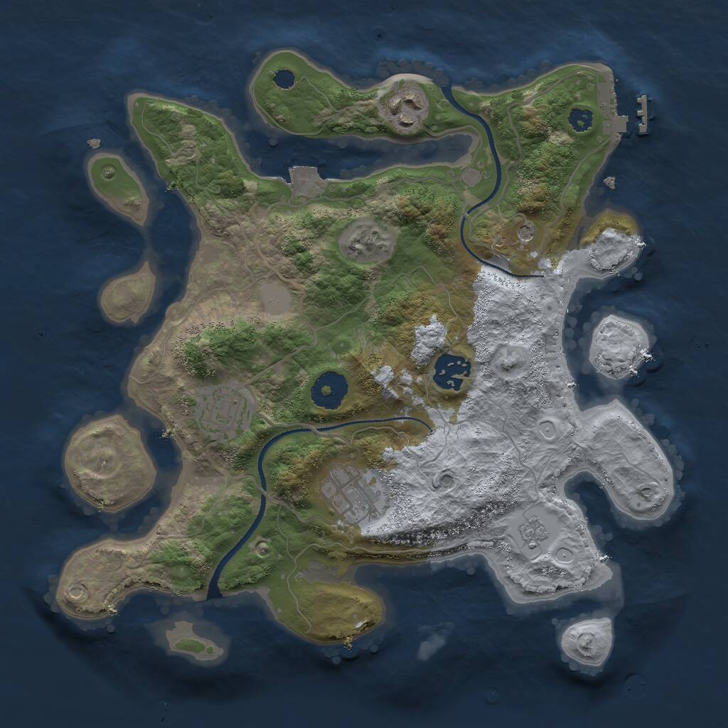 Rust Map: Procedural Map, Size: 3000, Seed: 2656, 8 Monuments