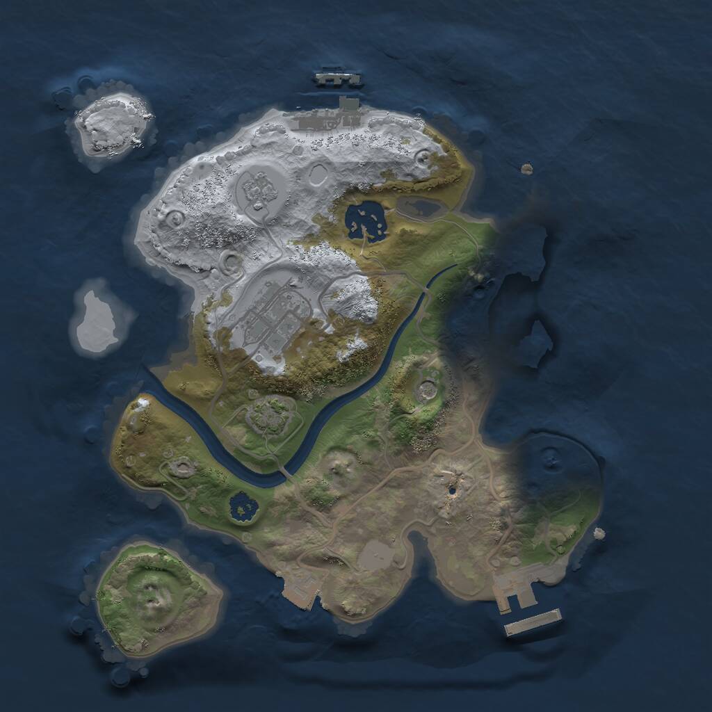 Rust Map: Procedural Map, Size: 2500, Seed: 1711397537, 8 Monuments