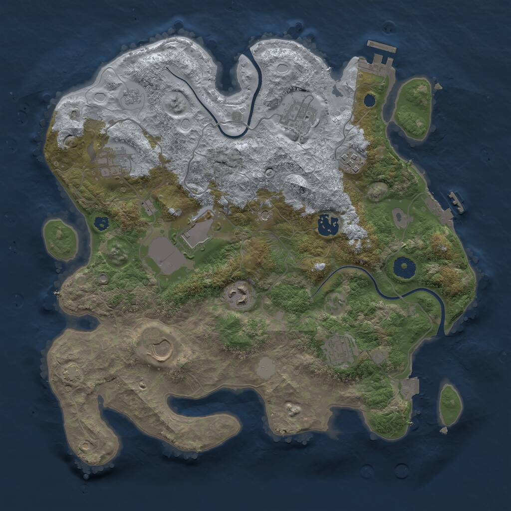 Rust Map: Procedural Map, Size: 3500, Seed: 846252303, 14 Monuments