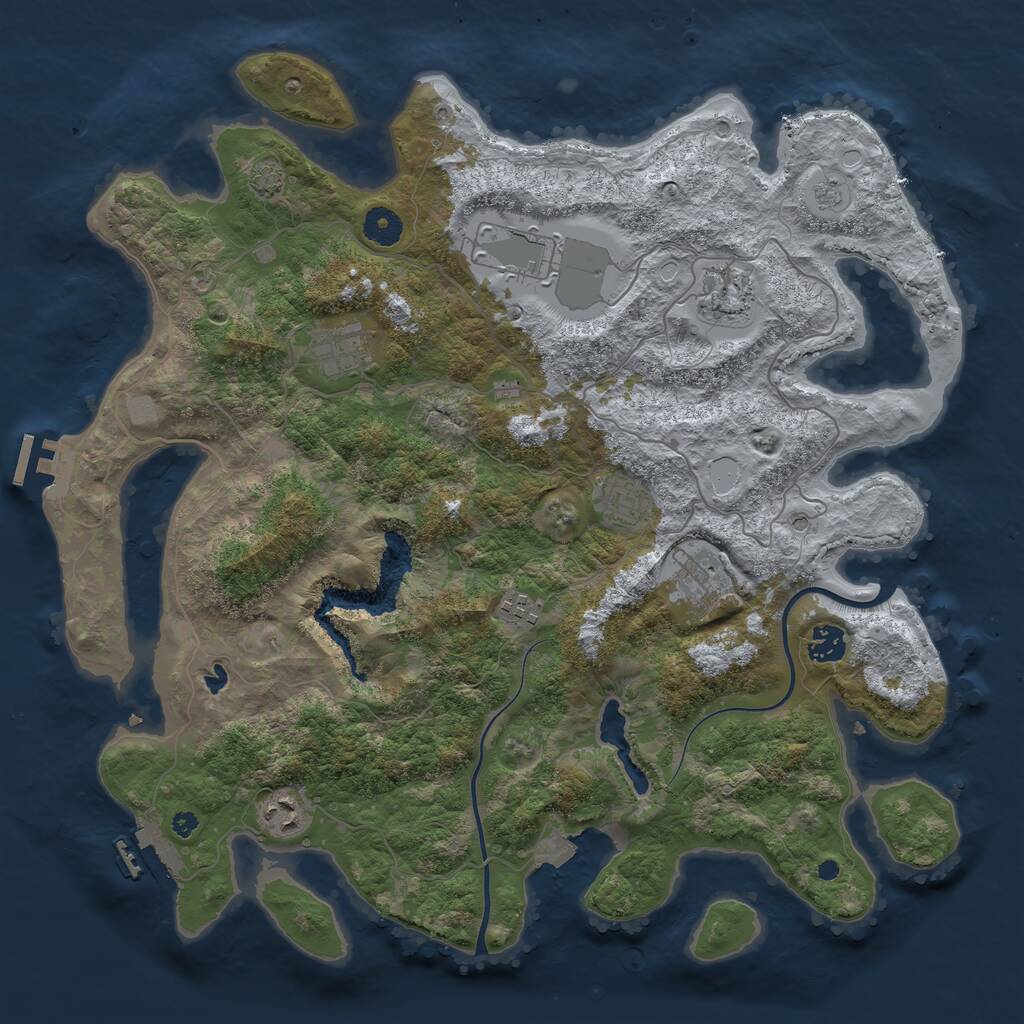 Rust Map: Procedural Map, Size: 4000, Seed: 34878107, 14 Monuments