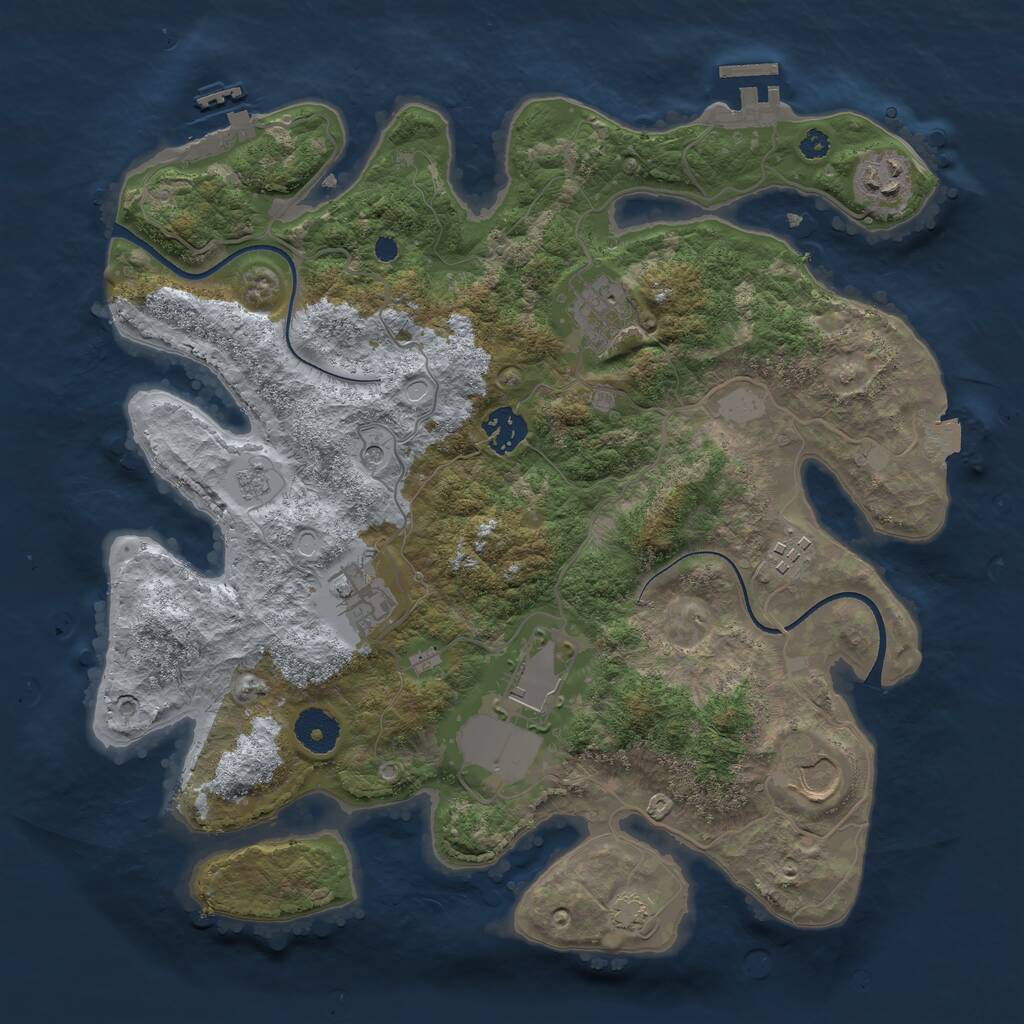 Rust Map: Procedural Map, Size: 3500, Seed: 768547405, 13 Monuments