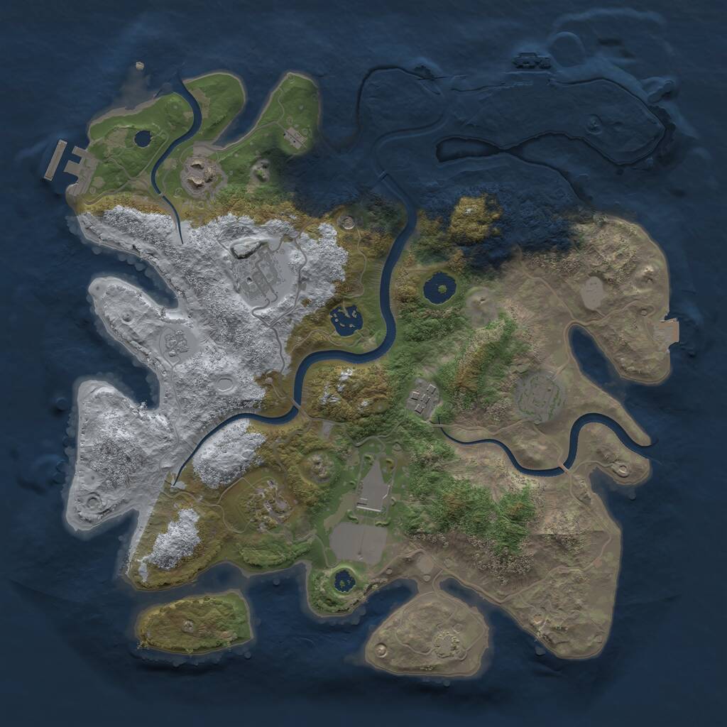 Rust Map: Procedural Map, Size: 3500, Seed: 768547405, 13 Monuments