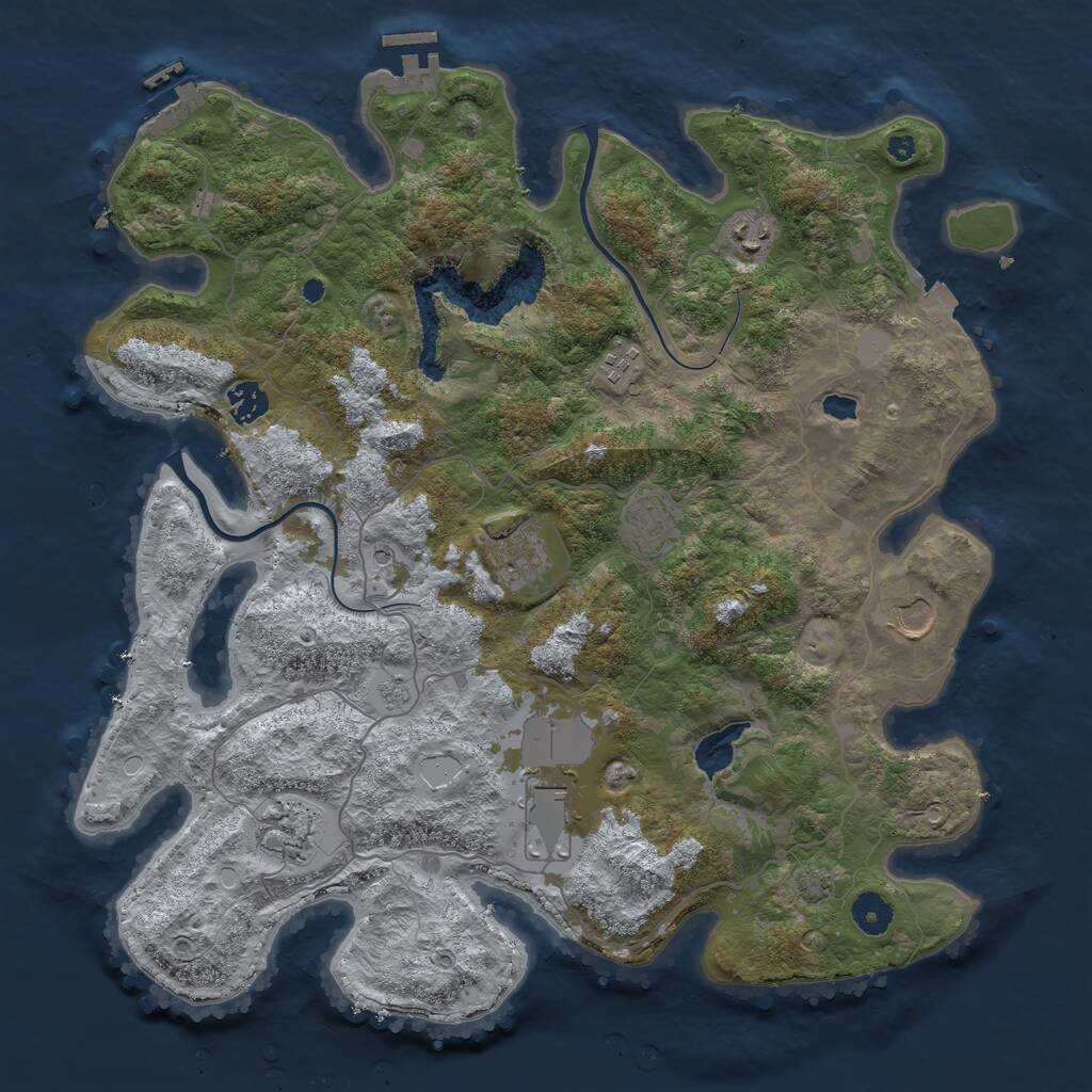Rust Map: Procedural Map, Size: 4000, Seed: 74023302, 14 Monuments