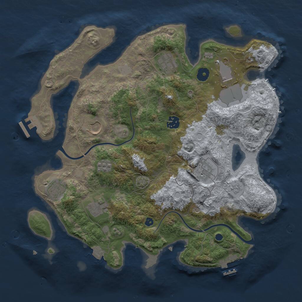 Rust Map: Procedural Map, Size: 3500, Seed: 1670023215, 14 Monuments