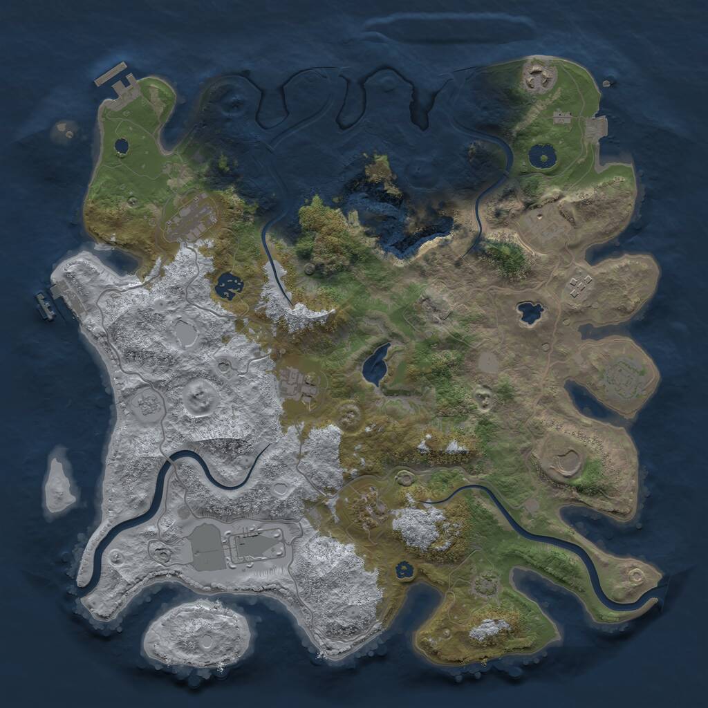 Rust Map: Procedural Map, Size: 4000, Seed: 1699642927, 16 Monuments
