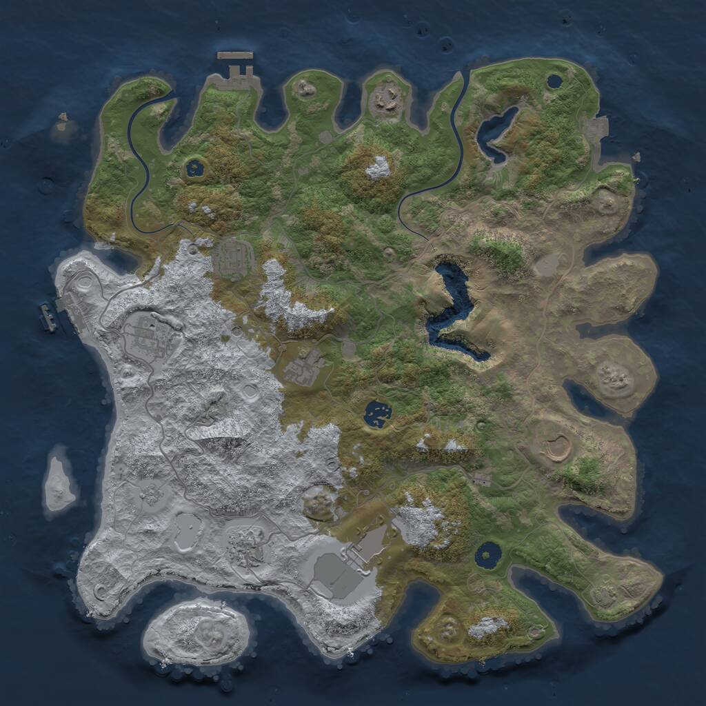 Rust Map: Procedural Map, Size: 4000, Seed: 1699642927, 14 Monuments