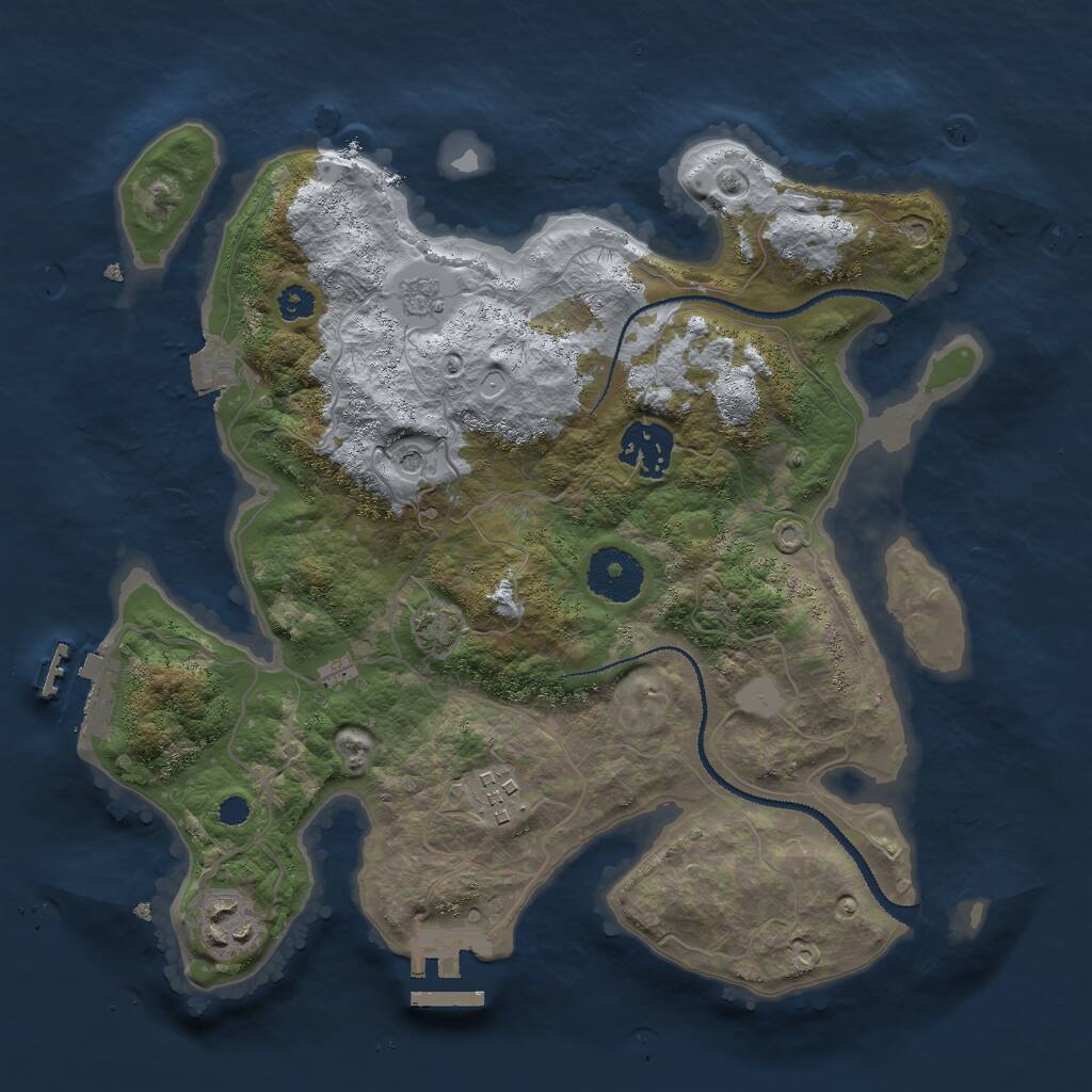 Rust Map: Procedural Map, Size: 3000, Seed: 207572968, 9 Monuments