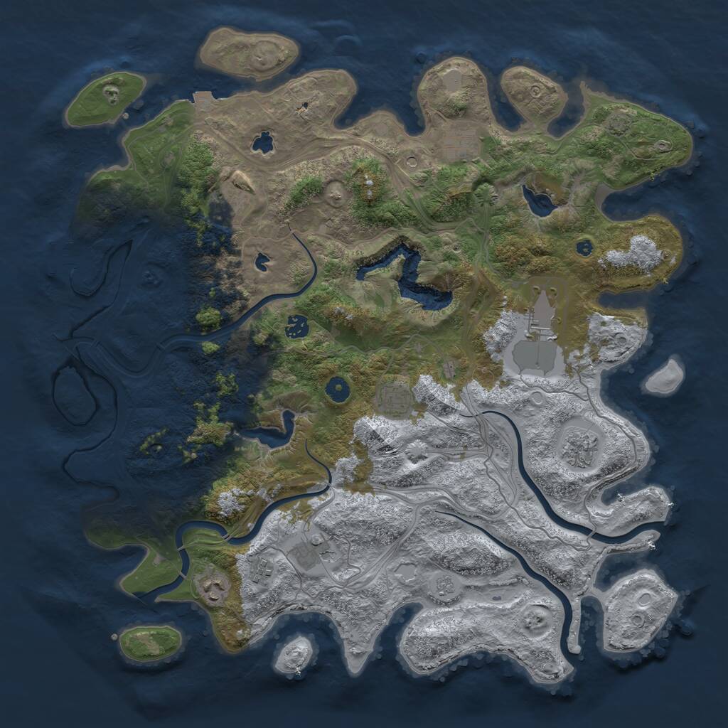 Rust Map: Procedural Map, Size: 4500, Seed: 871488815, 14 Monuments