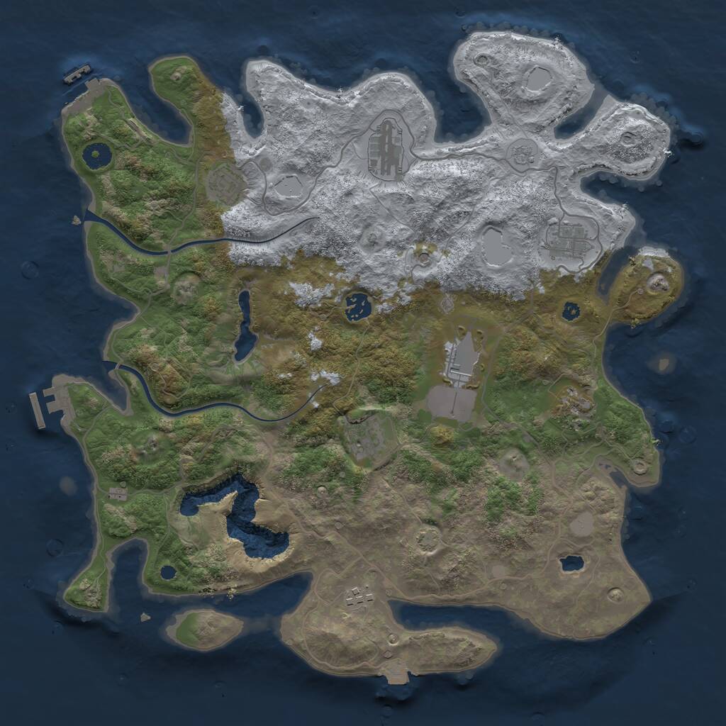 Rust Map: Procedural Map, Size: 4000, Seed: 1963, 14 Monuments