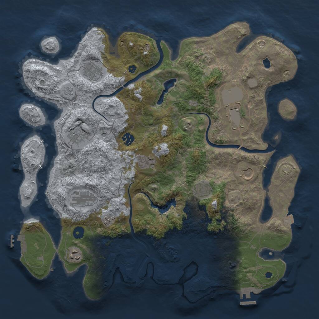 Rust Map: Procedural Map, Size: 4000, Seed: 691258238, 16 Monuments