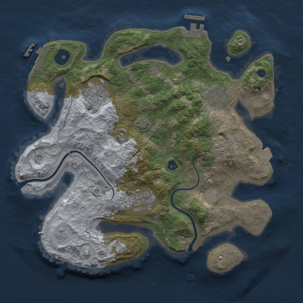 Rust Map: Procedural Map, Size: 3000, Seed: 1214187984, 10 Monuments